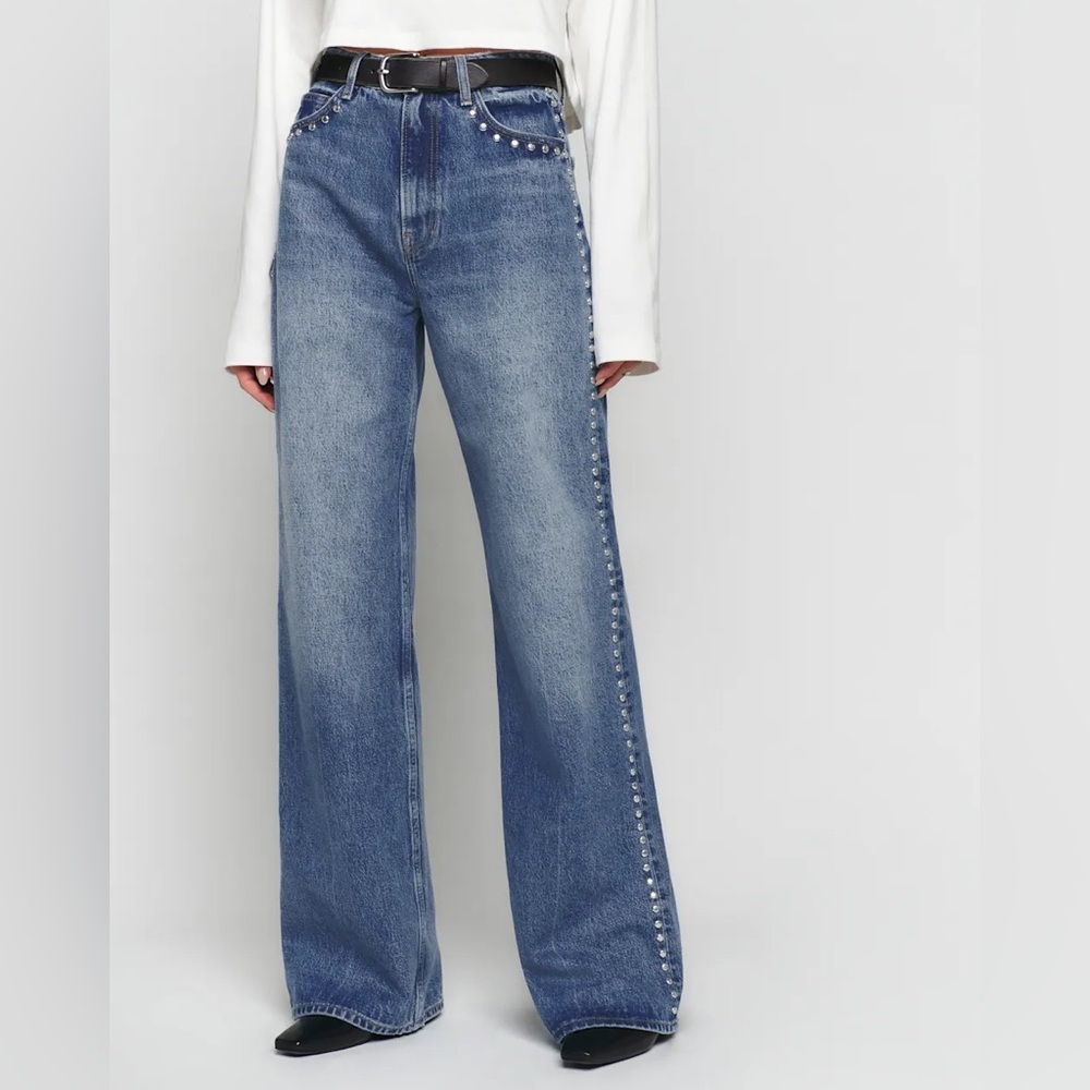 Reformation Cary studded high rise jeans